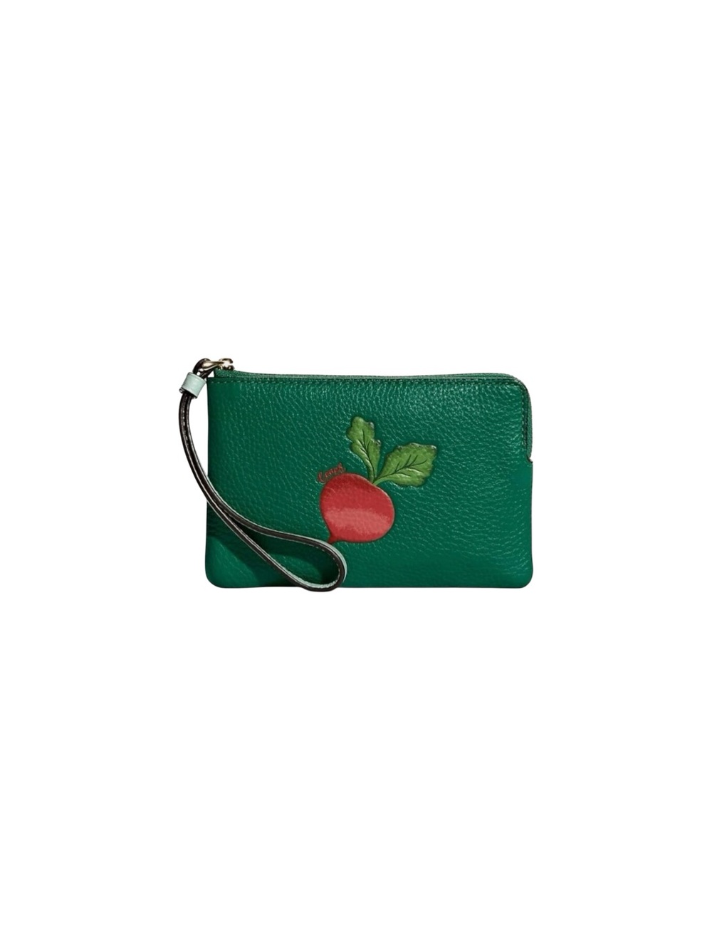 COACH CORNER ZIP WRISTLET WITH RADISH
